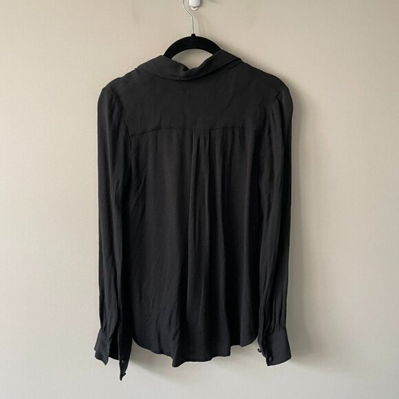 Aritzia Wilfred Tulum Button Front Collared Long Sleeve Casual Blouse Black XXS - Picture 3 of 8